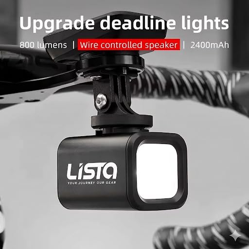 Lista 800 Lumens Bicycle Headlight with Cutoff Beam & Remote Control, USB Rechargeable Bike Light, Waterproof Aluminum Alloy Front Light with Horn, Long Range Night Riding Safety Light