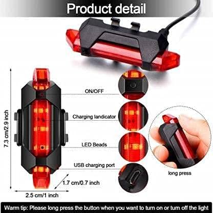 LISTA USB Rechargeable Bicycle Headlight with Horn & LED Tail Light Combo | 5 Lighting Modes | Waterproof Cycle Front Light & Rear Safety Light | MTB, Road Bike & Commuter Cycles