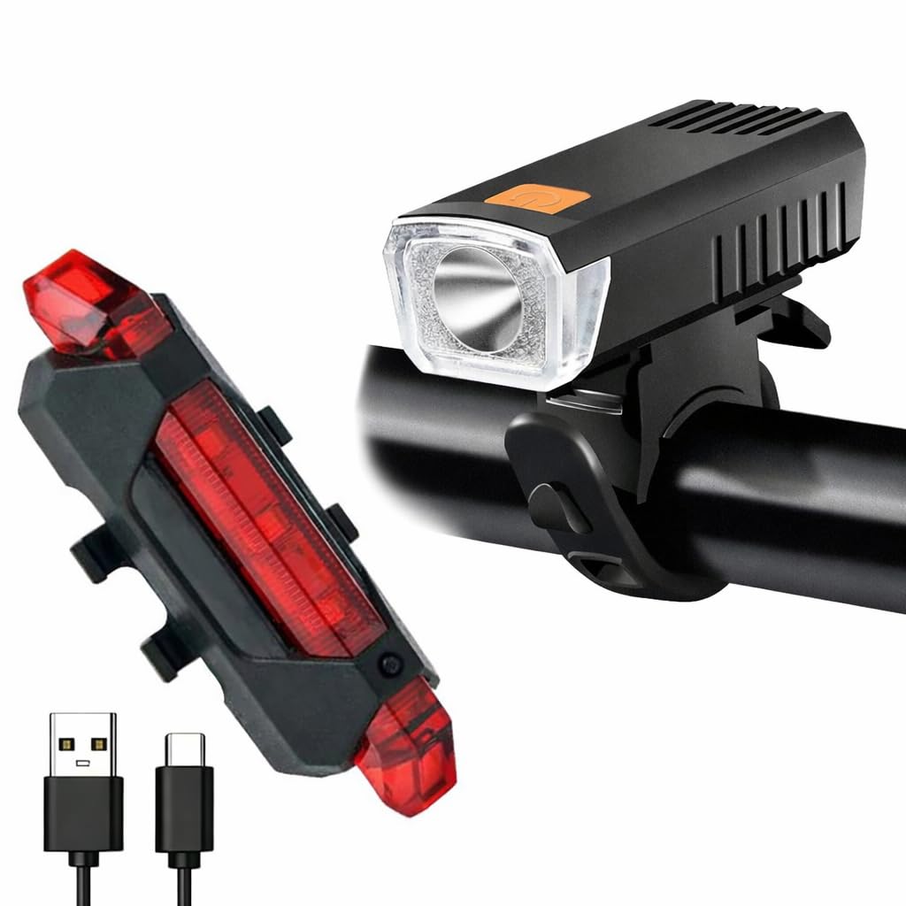 Lista Combo of Rechargeable Head Cycle Light and Cycle Tail Light Cycle Light led for Bicycle (6 Months warrenty)