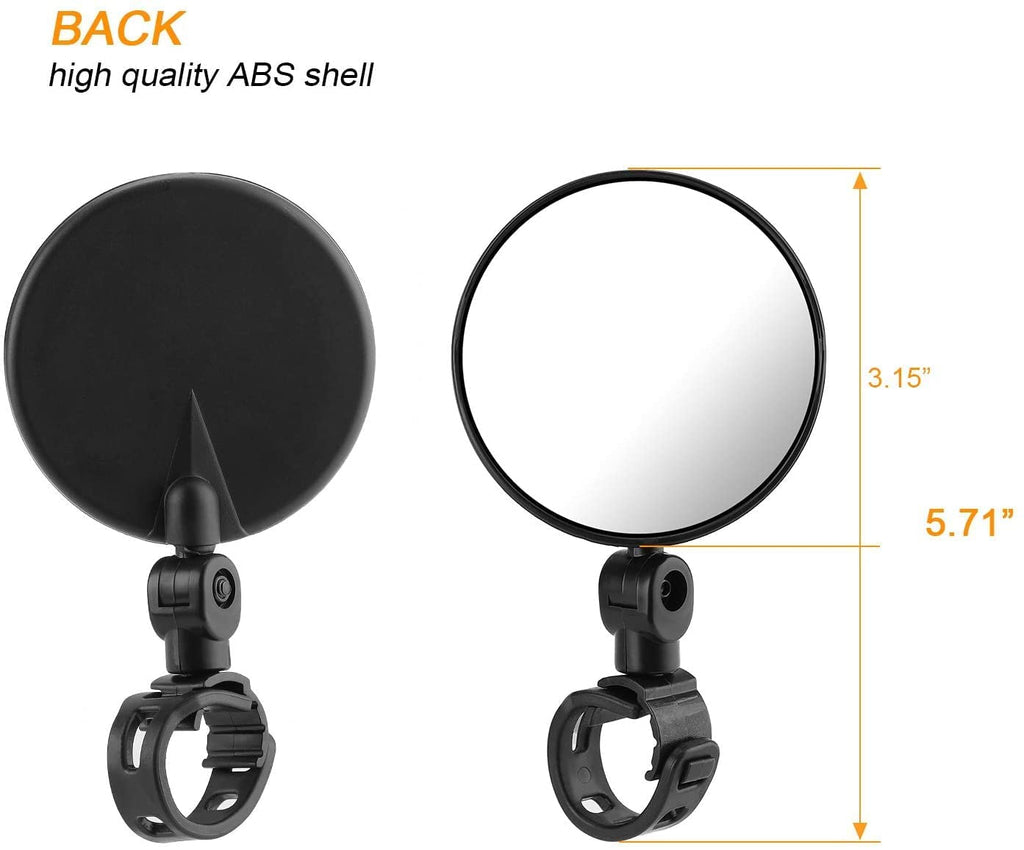 Lista Bicycle Rear View Mirror, 360° Adjustable Convex Handlebar Mount, Pack of 2, Black