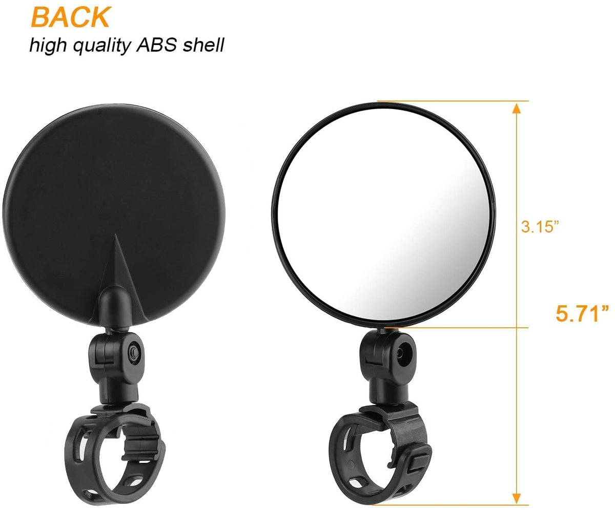 Lista Bicycle Rear View Mirror, 360° Adjustable Convex Handlebar Mount, Pack of 2, Black