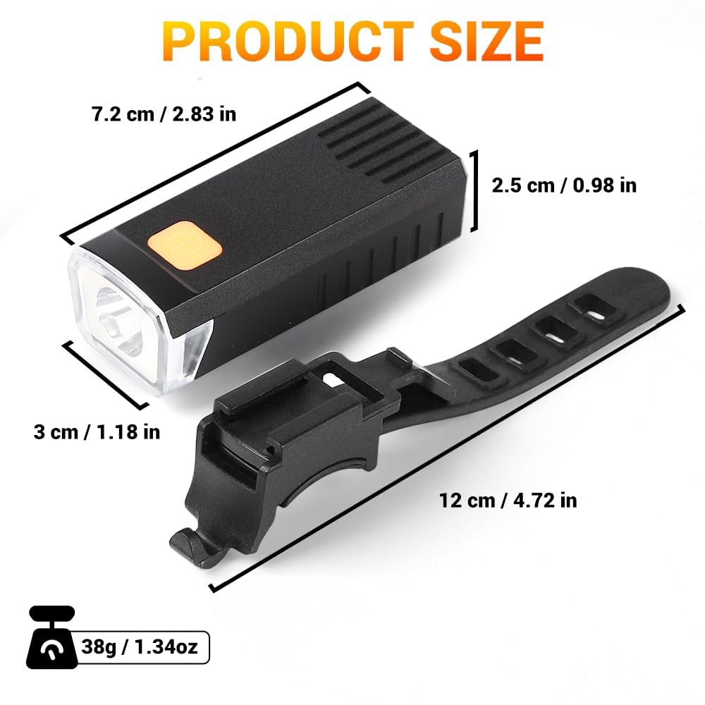 Lista Combo of Rechargeable Head Cycle Light and Cycle Tail Light Cycle Light led for Bicycle (6 Months warrenty)