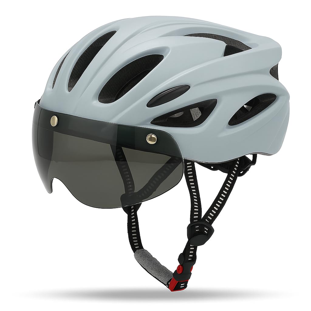 Lista Adults Bike Bicycle Helmet Cycling/Climbing/MTB/BMX Adjustable with Removable Shield Visor/Safty Rear Led Light for Road Men&Women