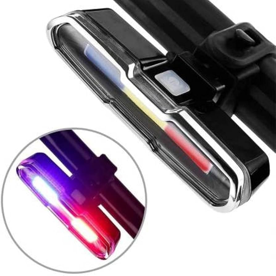 Lista USB Rechargeable Cycle Tail Light LED Waterproof Colors Red, Blue & White Cycle Light for Bicycle Different Modes Cycle Light Rechargeable (Multi)