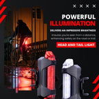 LISTA DC918 Bicycle Lights Combo Pack/Rechargeable/Multiple Light Modes/Waterproof Head and Tail Light