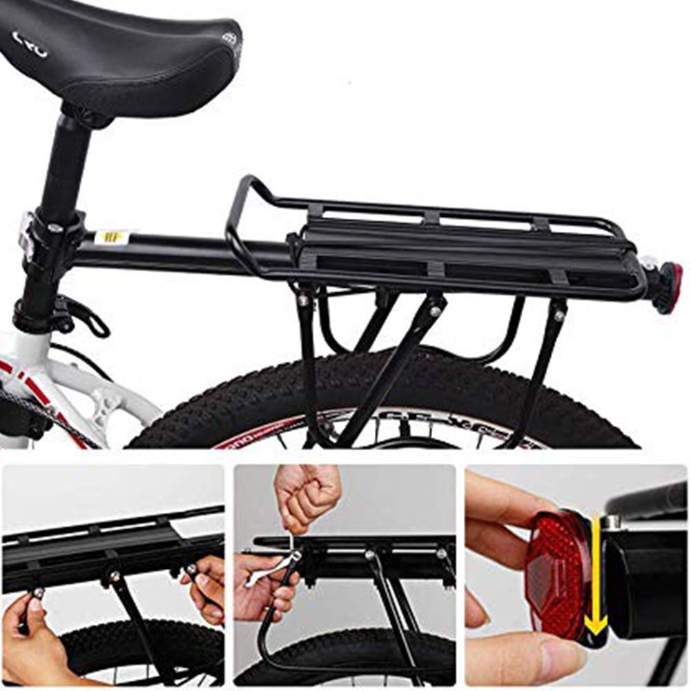 Lista Rack01 Aluminium Rear Pannier Mountain Bike Bicycle Cargo Carrier Rear Rack Seat, Aluminium, Black