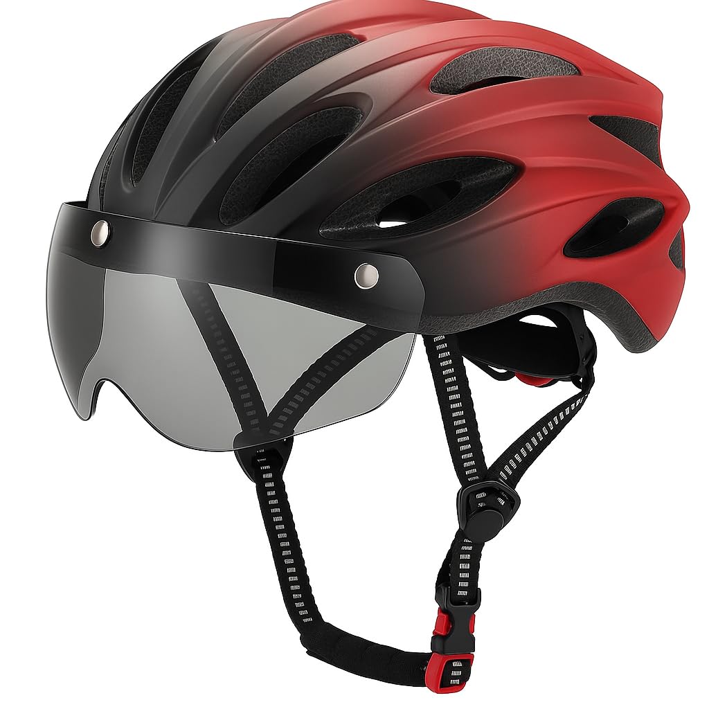 Lista Adults Bike Bicycle Helmet Cycling/Climbing/MTB/BMX Adjustable with Removable Shield Visor/Safty Rear Led Light for Road Men&Women