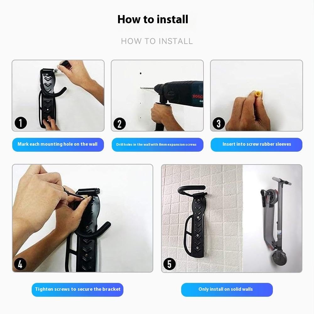 Lista Foldable Bicycle Wall Rack Wall-Mounted Display Rack with Fixed Style Convenient Parking Hook