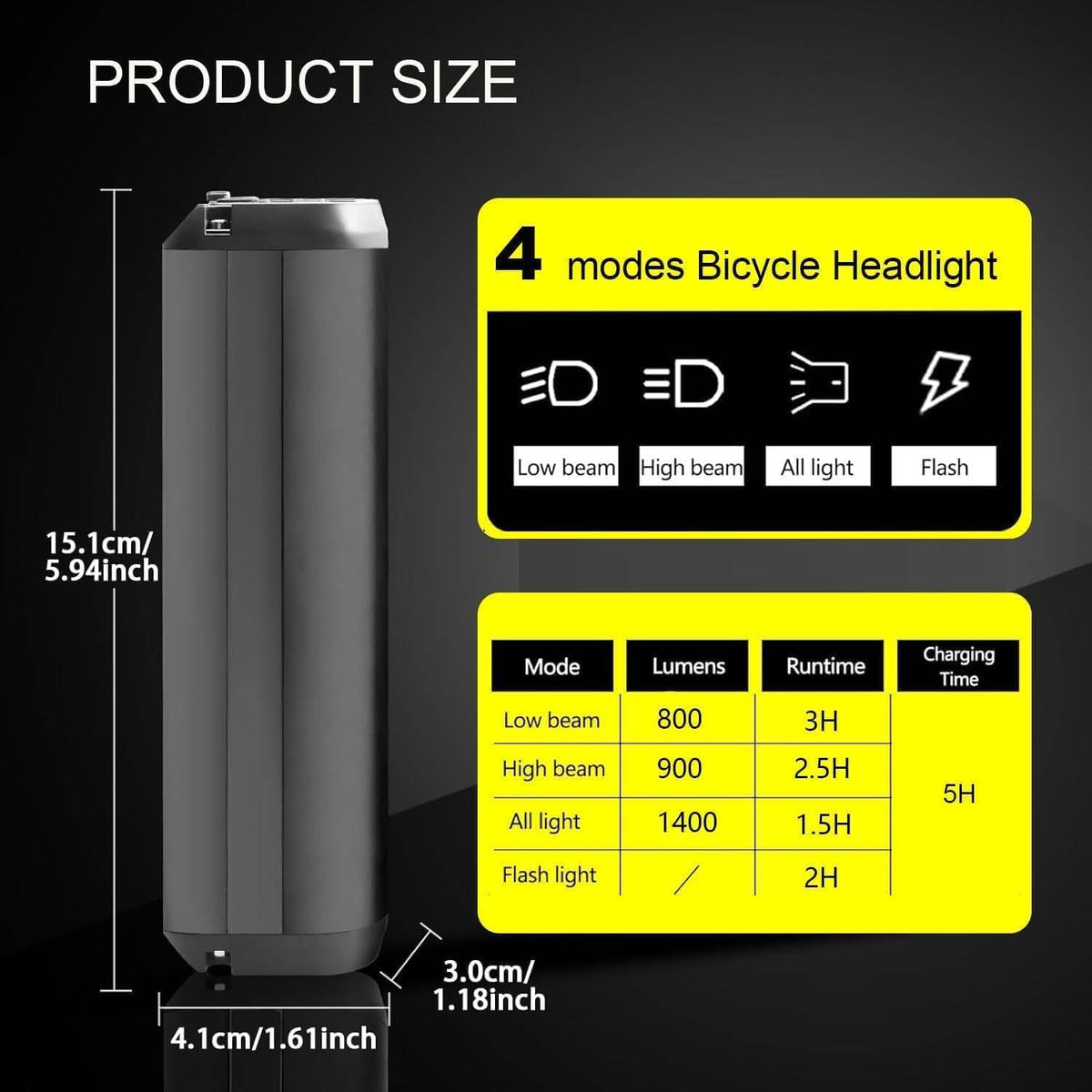 Lista Super Bright Bicycle Front Light Bicycle Lights Front 2600Lumen Bike Light USBType C Rechargeable Waterproof Flashlight for Cycling Road MTB Lamp LED (6led, 6led)