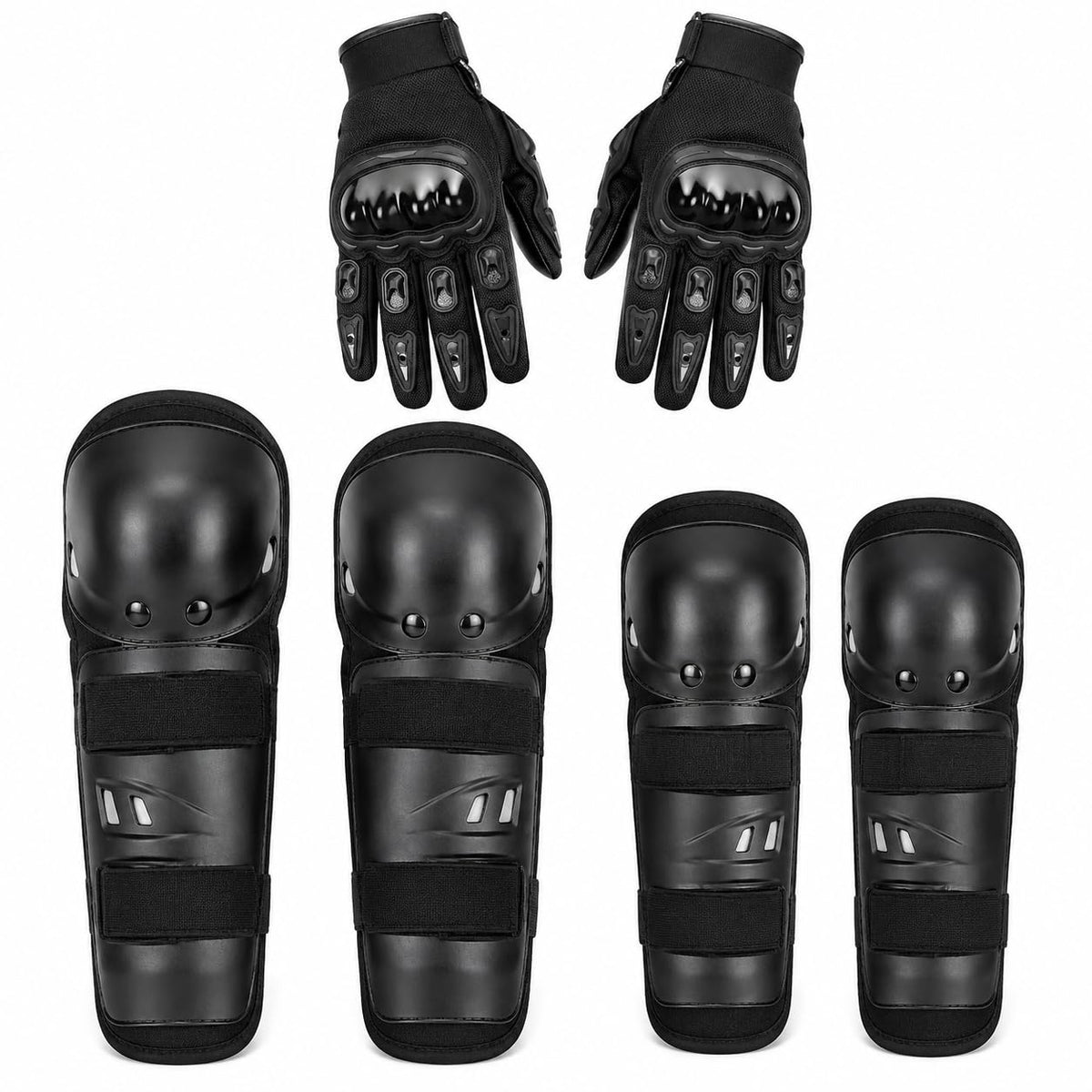 Motorcycle Riding Knee & Elbow Guard Set with Protective Gloves | 6-Piece Safety Gear Kit | Impact Resistant PP Shell, EVA Foam Padding, | Ideal for Cycling, MTB, BMX, Skateboarding,