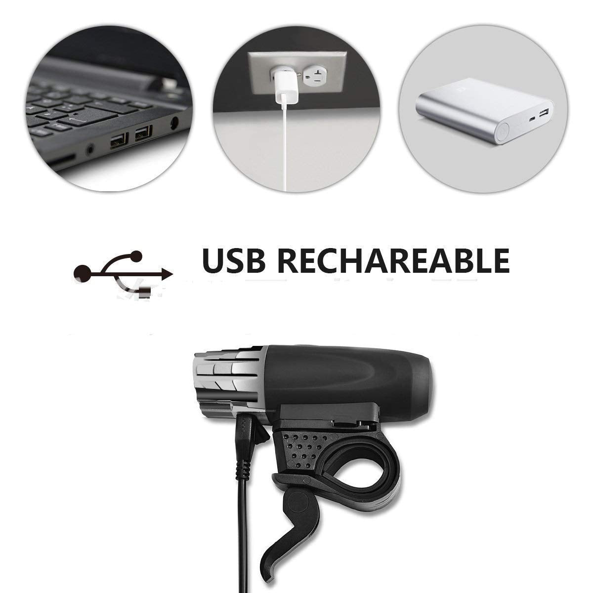Lista USB Rechargeable 360° Rotation Bike Bicycle Front Headlight