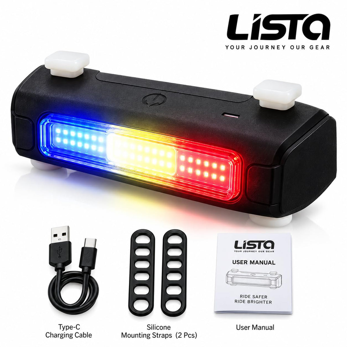 Lista Ultra Bright Bike Light USB Bicycle Tail Light 7 Modes High Intensity Rear LED Accessories Fits On Any Road Bikes & Helmet, for Cycling Safety Flashlight