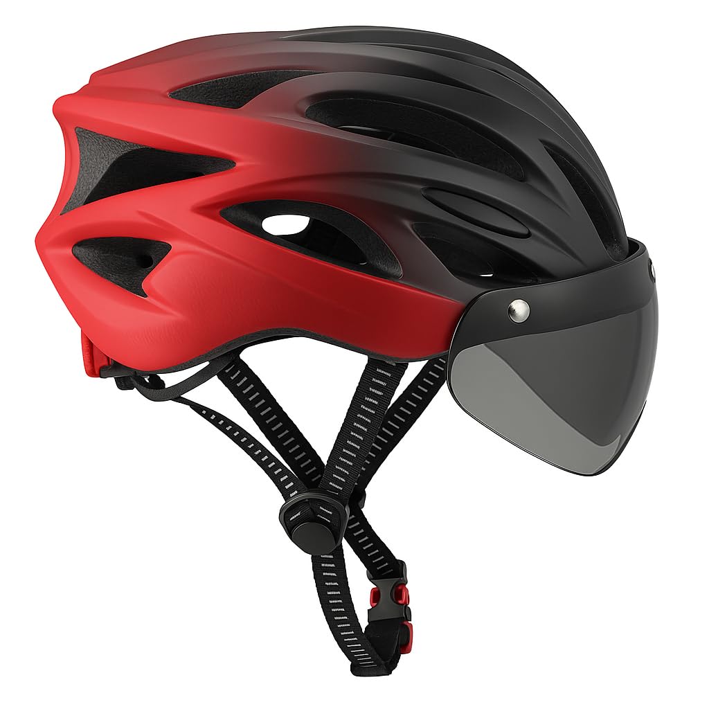 Lista Adults Bike Bicycle Helmet Cycling/Climbing/MTB/BMX Adjustable with Removable Shield Visor/Safty Rear Led Light for Road Men&Women