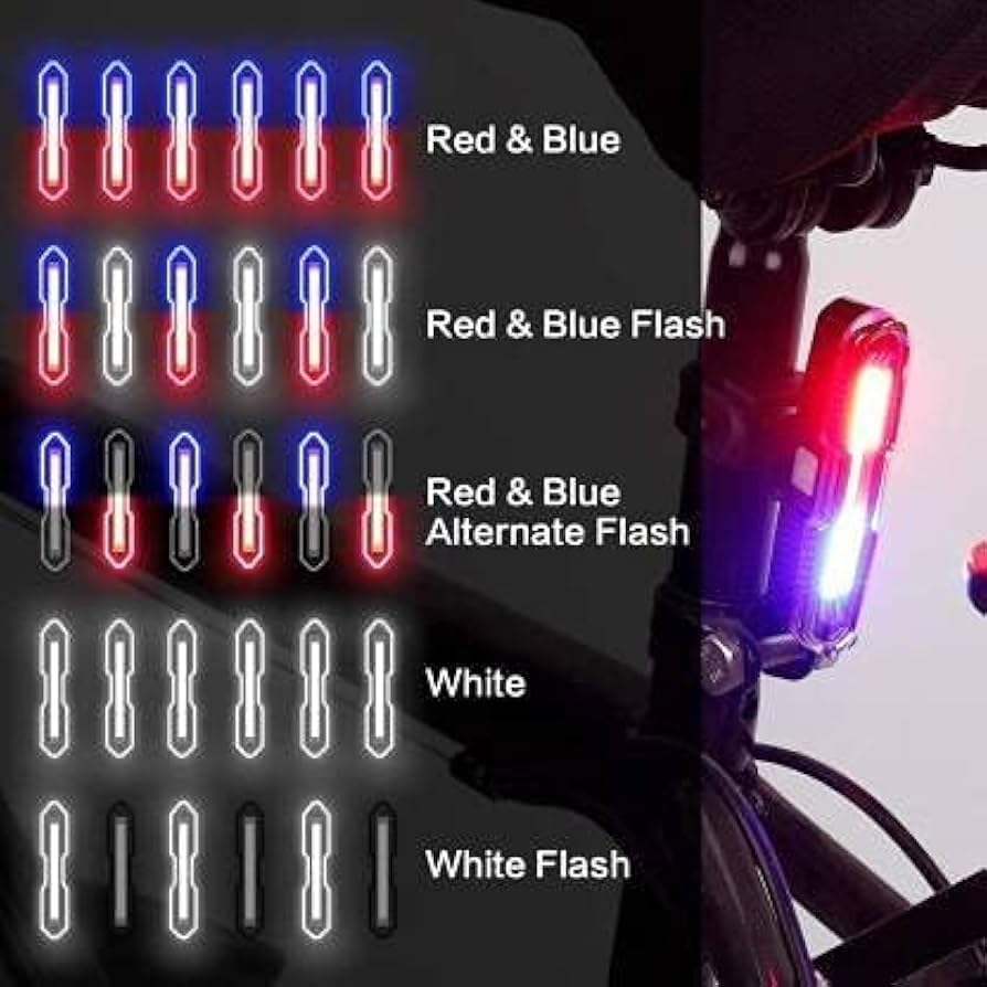 Lista USB Rechargeable Cycle Tail Light LED Waterproof Colors Red, Blue & White Cycle Light for Bicycle Different Modes Cycle Light Rechargeable (Multi)