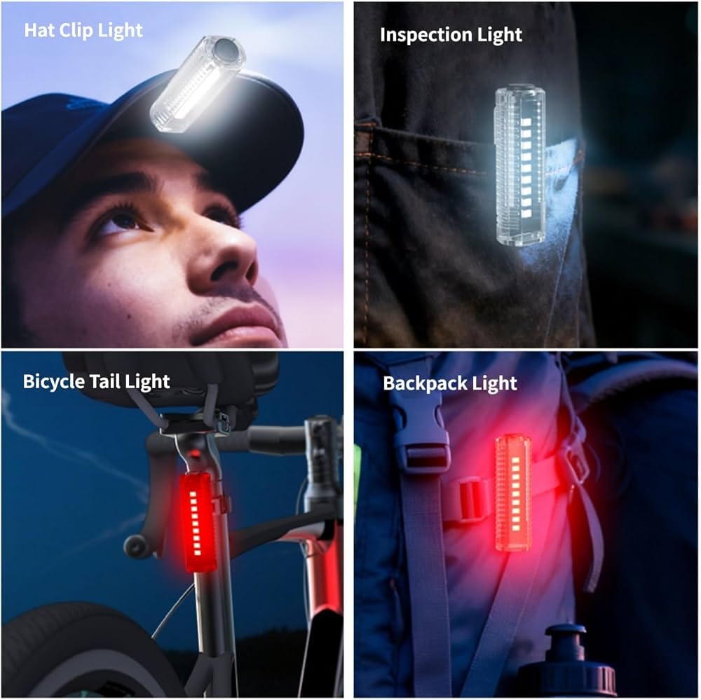 Lista USB Rechargeable LED Bike Tail Light IPx6 Waterproof Bicycle Rear Light Safety Warning Night Riding LED Flashlight, Night Riding, Hat & Backpack Clip, Multi-Use Flashlight, Bicycle Rear Light