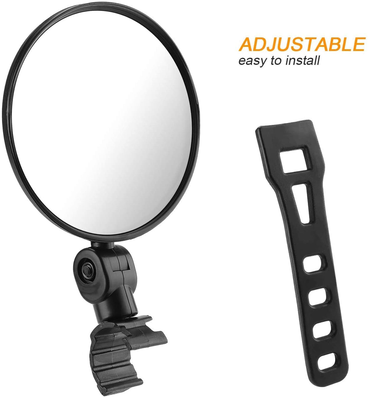 Lista Bicycle Rear View Mirror, 360° Adjustable Convex Handlebar Mount, Pack of 2, Black