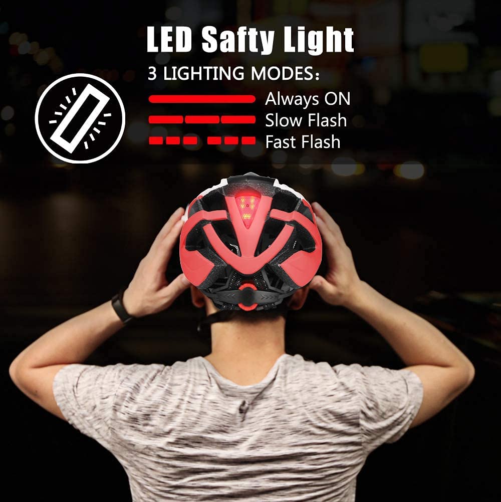 Lista Adults Bike Bicycle Helmet Cycling/Climbing/MTB/BMX Adjustable with Removable Shield Visor/Safty Rear Led Light for Road Men&Women
