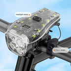 Lista Bicycle Front Lamp with Horn USB Rechargeable 2000 mAh Battery Bike Handlebar Flashlight IPX 5 Waterproof Power Display Bike Headlight Flashlight for Night Riding