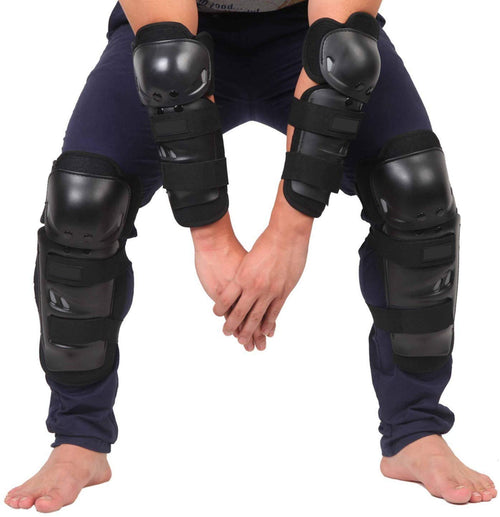 Adult Knee & Elbow Guard Set for Cycling, Skating, Skateboarding, BMX, Scooter & Roller Sports | Impact Resistant PP Shell | EVA Foam Padding | Protective Gear Kit (Black, 4 Pieces)