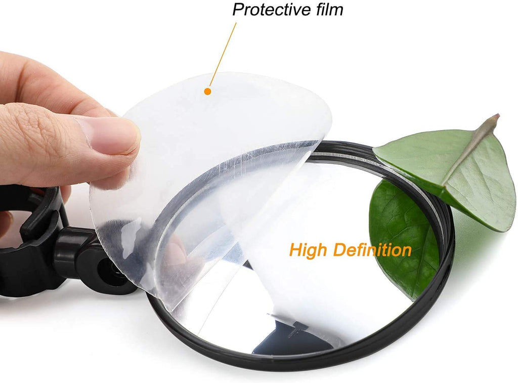 Lista Bicycle Rear View Mirror, 360° Adjustable Convex Handlebar Mount, Pack of 2, Black