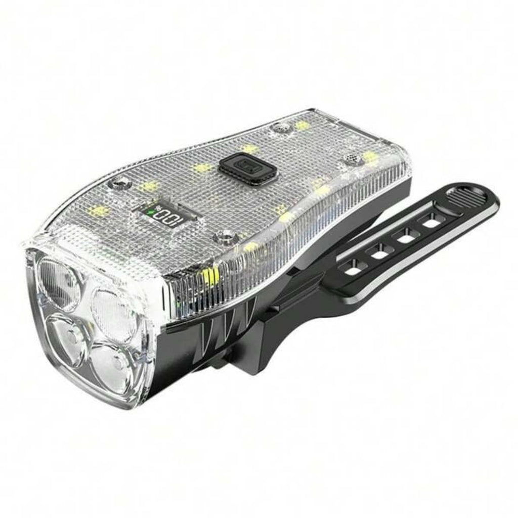 Lista Bicycle Front Lamp with Horn USB Rechargeable 2000 mAh Battery Bike Handlebar Flashlight IPX 5 Waterproof Power Display Bike Headlight Flashlight for Night Riding