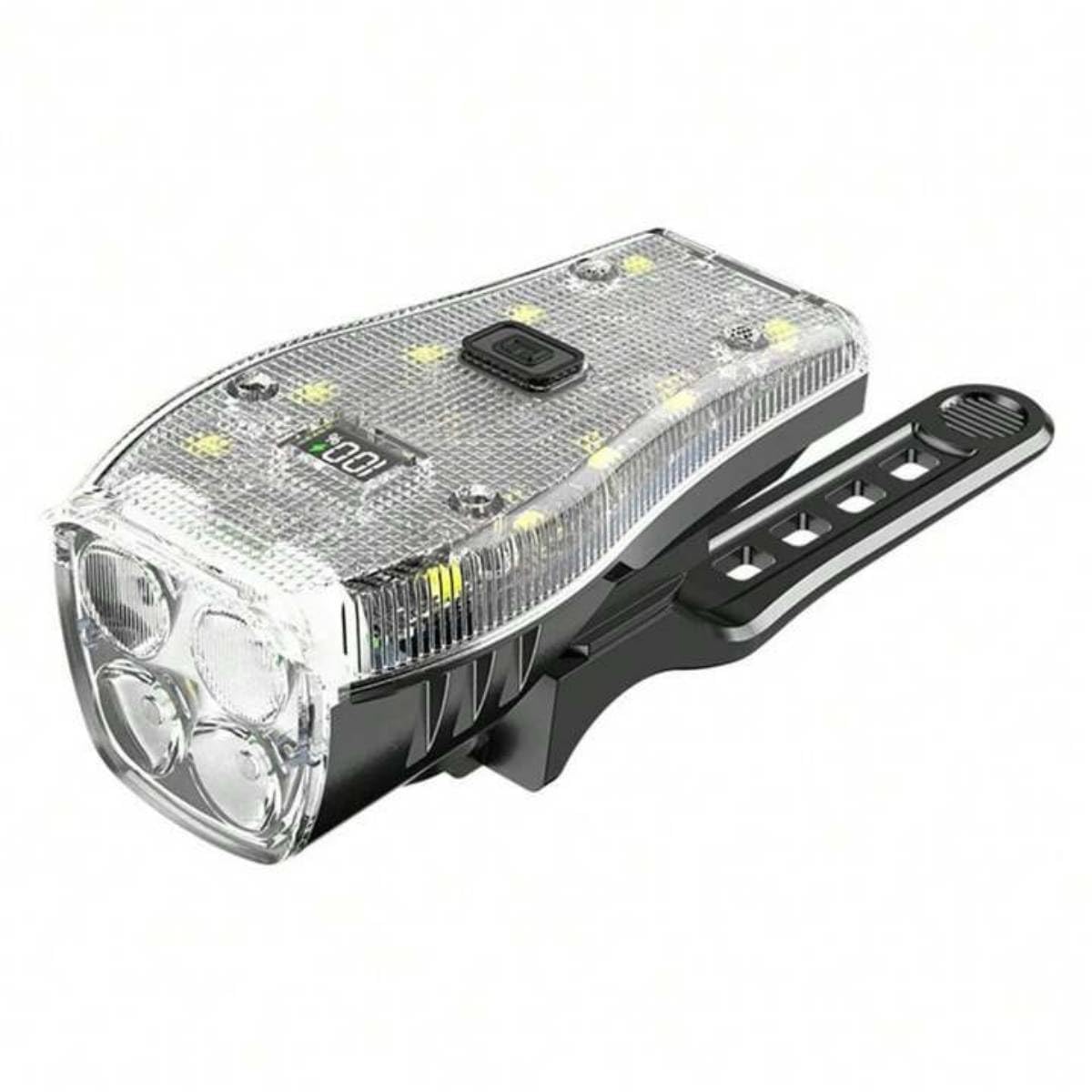 Lista Bicycle Front Lamp with Horn USB Rechargeable 2000 mAh Battery Bike Handlebar Flashlight IPX 5 Waterproof Power Display Bike Headlight Flashlight for Night Riding