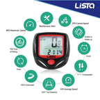 Lista 14 Function Waterproof Bicycle Computer Odometer Speedometer(6 Months warrenty)