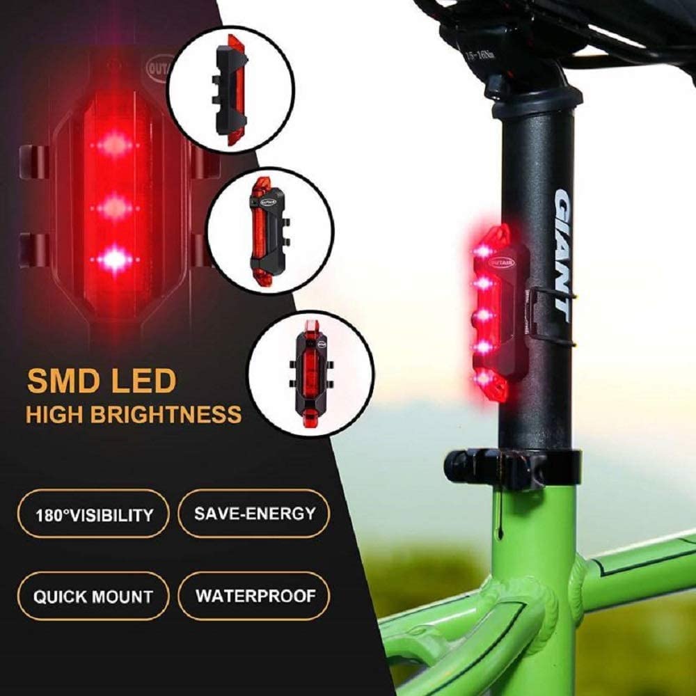 LISTA DC918 Bicycle Lights Combo Pack/Rechargeable/Multiple Light Modes/Waterproof Head and Tail Light