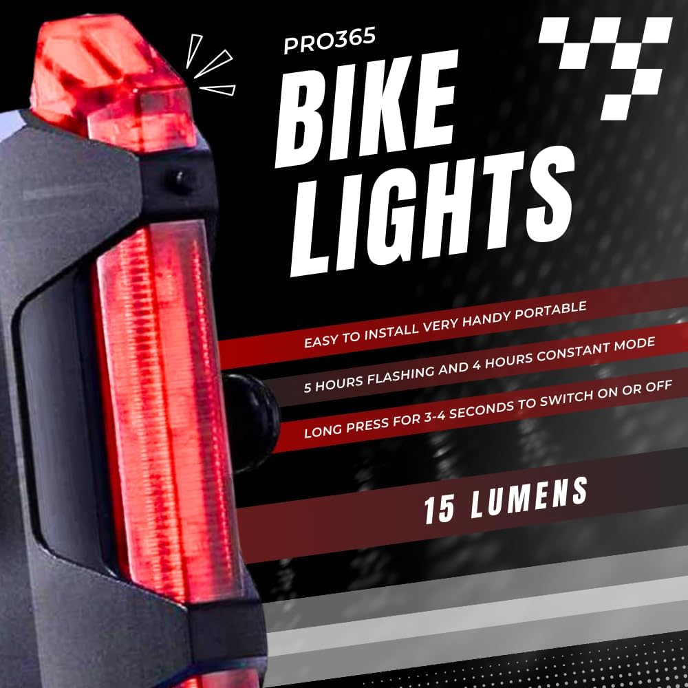 LISTA DC918 Bicycle Lights Combo Pack/Rechargeable/Multiple Light Modes/Waterproof Head and Tail Light