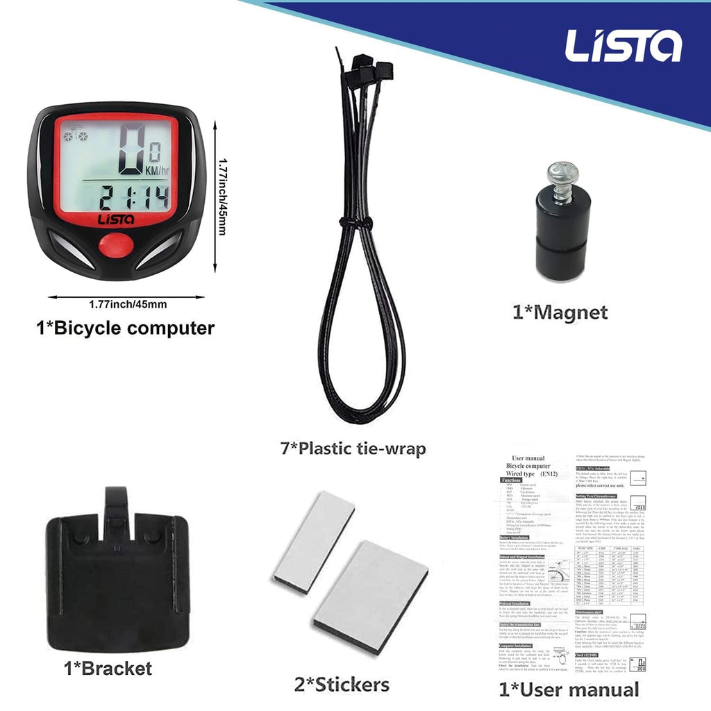 Lista 14 Function Waterproof Bicycle Computer Odometer Speedometer(6 Months warrenty)