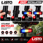 Lista Ultra Bright Bike Light USB Bicycle Tail Light 7 Modes High Intensity Rear LED Accessories Fits On Any Road Bikes & Helmet, for Cycling Safety Flashlight
