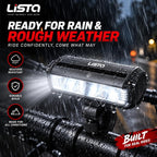 Lista Super Bright Bicycle Light | 1800 Lumen USB Rechargeable Bicycle Light | Aluminum Alloy Front Cycling Light with 4 Modes | IPX4 Waterproof & Durable Bicycle Headlamp for Road & Mountain Biking