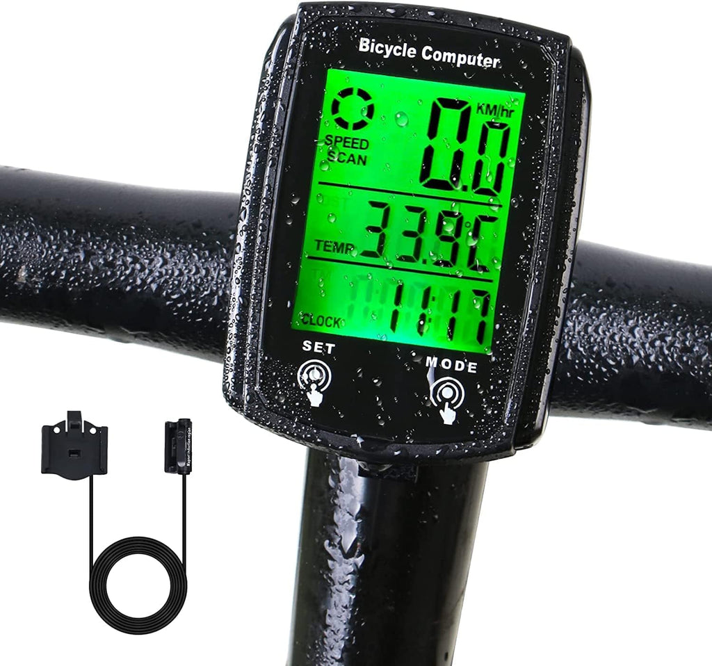 Lista Wired Bicycle Computer,MPH KM/H Bicycle Computer,Digital LCD Backlight Display Bike Speedometer,Universal 19 Functions IP54 Waterproof Bicycle Speedometer