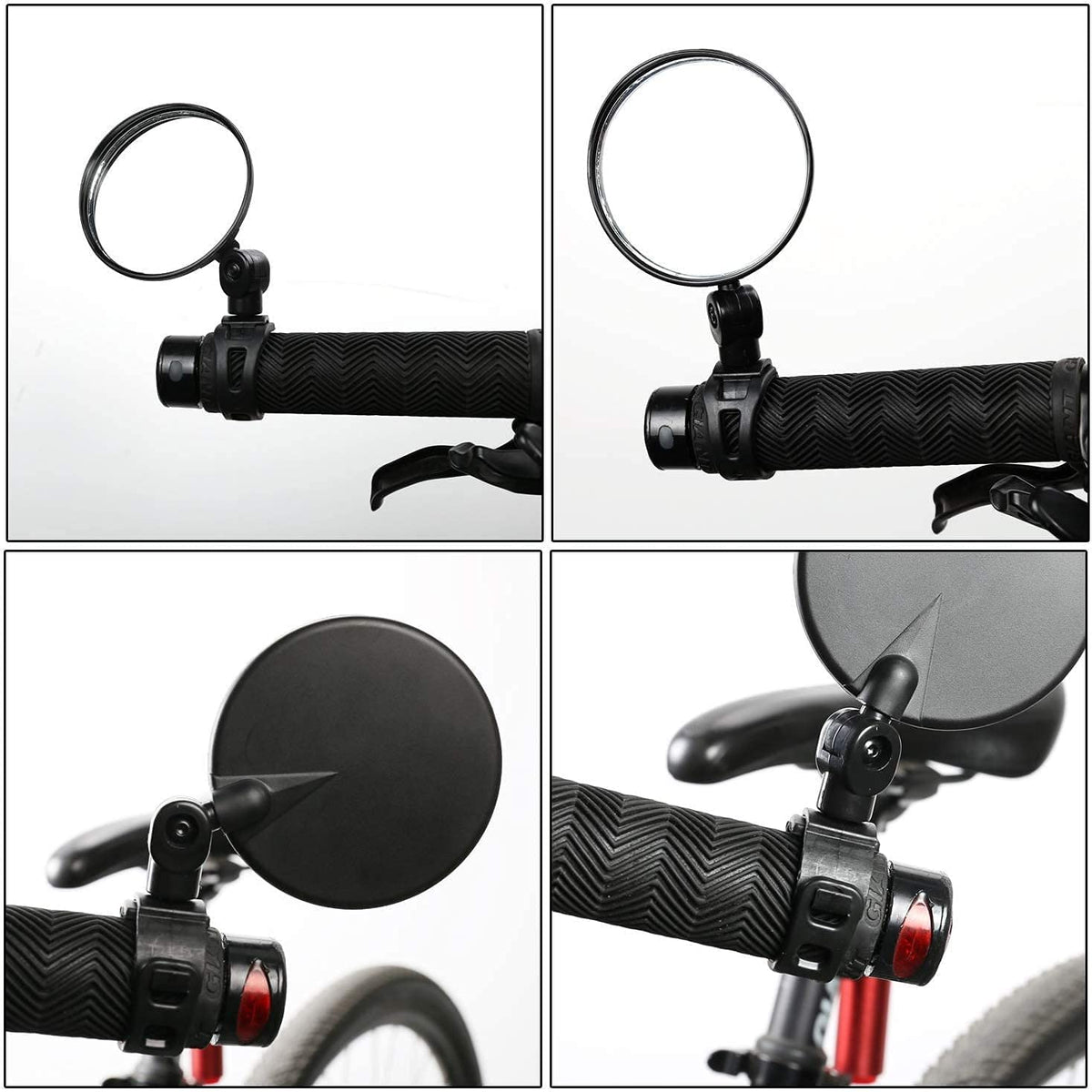 Lista Bicycle Rear View Mirror, 360° Adjustable Convex Handlebar Mount, Pack of 2, Black
