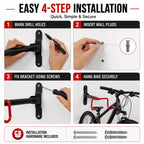Bike Wall Mount Hanger, Heavy Duty Foldable Bicycle Wall Storage Rack, Space Saving Cycle Holder for Garage, Home & Apartment, Fits Mountain, Road, Hybrid & Kids Bikes