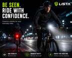 LISTA COB LED Cycle Headlight, USB Rechargeable Bicycle Light with White & Red Light, Clip-On Bike Light for Front & Rear, Cycling, White & Red Light Modes, Front & Rear Use, Handlebar Clip Mount