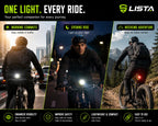LISTA COB LED Cycle Headlight, USB Rechargeable Bicycle Light with White & Red Light, Clip-On Bike Light for Front & Rear, Cycling, White & Red Light Modes, Front & Rear Use, Handlebar Clip Mount