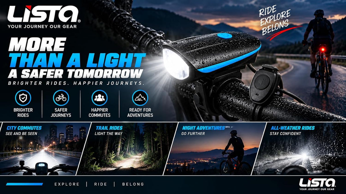 Lista Cycle Horn and Light 140 DB with Light 3 Modes Super Bright 250 lumens