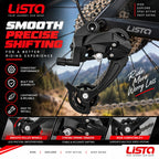 Lista Bicycle Rear Derailleur Direct Mount 6/7/8/9 Speed Mountain & Road Bike, 18/21/24/27 Speed, H/L Adjustment Screws, Universal Compatibility, Direct Mount Install