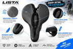 Premium Gel Bicycle Seat Cushion – Ergonomic Silicone MTB & Road Bike Saddle with Hollow Vent Design, Shock-Absorbing, Soft & Comfortable Cycling Seat with Reflective Strip (Black)