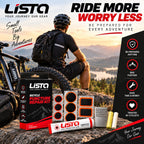 Lista Bicycle Tyre Puncture Repair Kit Includes Patch Glue, Round & Rect Patches, Metal Scraper Included, Flat Tyre Fix, Complete Repair Set