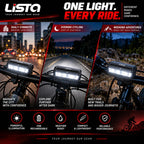 Lista Super Bright Bicycle Light | 1800 Lumen USB Rechargeable Bicycle Light | Aluminum Alloy Front Cycling Light with 4 Modes | IPX4 Waterproof & Durable Bicycle Headlamp for Road & Mountain Biking