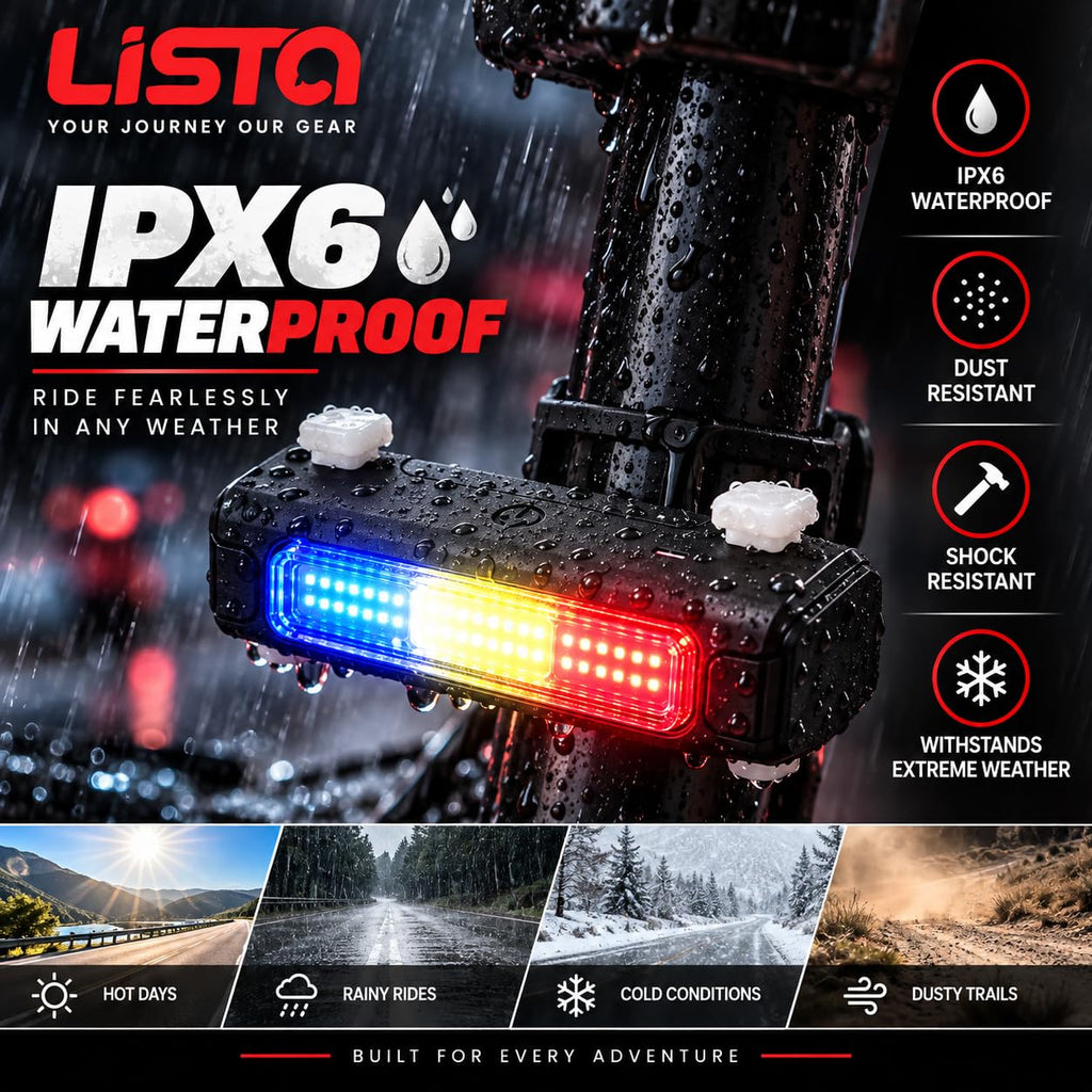 Lista Ultra Bright Bike Light USB Bicycle Tail Light 7 Modes High Intensity Rear LED Accessories Fits On Any Road Bikes & Helmet, for Cycling Safety Flashlight