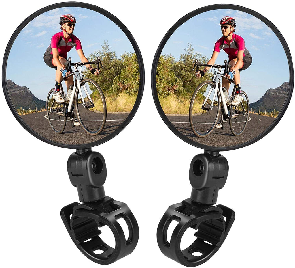 Lista Bicycle Rear View Mirror, 360° Adjustable Convex Handlebar Mount, Pack of 2, Black