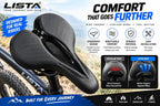 Premium Gel Bicycle Seat Cushion – Ergonomic Silicone MTB & Road Bike Saddle with Hollow Vent Design, Shock-Absorbing, Soft & Comfortable Cycling Seat with Reflective Strip (Black)