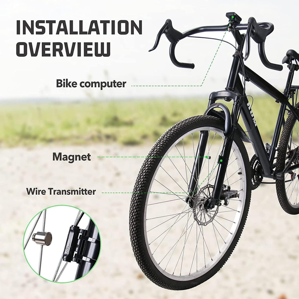 Lista Wired Bicycle Computer,MPH KM/H Bicycle Computer,Digital LCD Backlight Display Bike Speedometer,Universal 19 Functions IP54 Waterproof Bicycle Speedometer