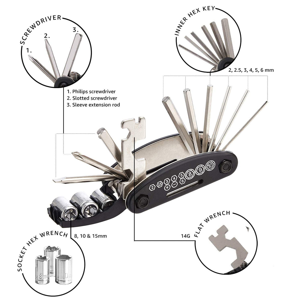 Lista Multi-Purpose Mountain Bike Repair Toolkit, Adult