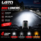 Lista Waterproof Rechargeable USB Charging Cycle Front LED Light Adjustable Mout Headligh