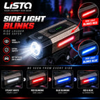 Lista Waterproof Rechargeable USB Charging Cycle Front LED Light Adjustable Mout Headligh