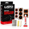 Lista Bicycle Tyre Puncture Repair Kit Includes Patch Glue, Round & Rect Patches, Metal Scraper Included, Flat Tyre Fix, Complete Repair Set